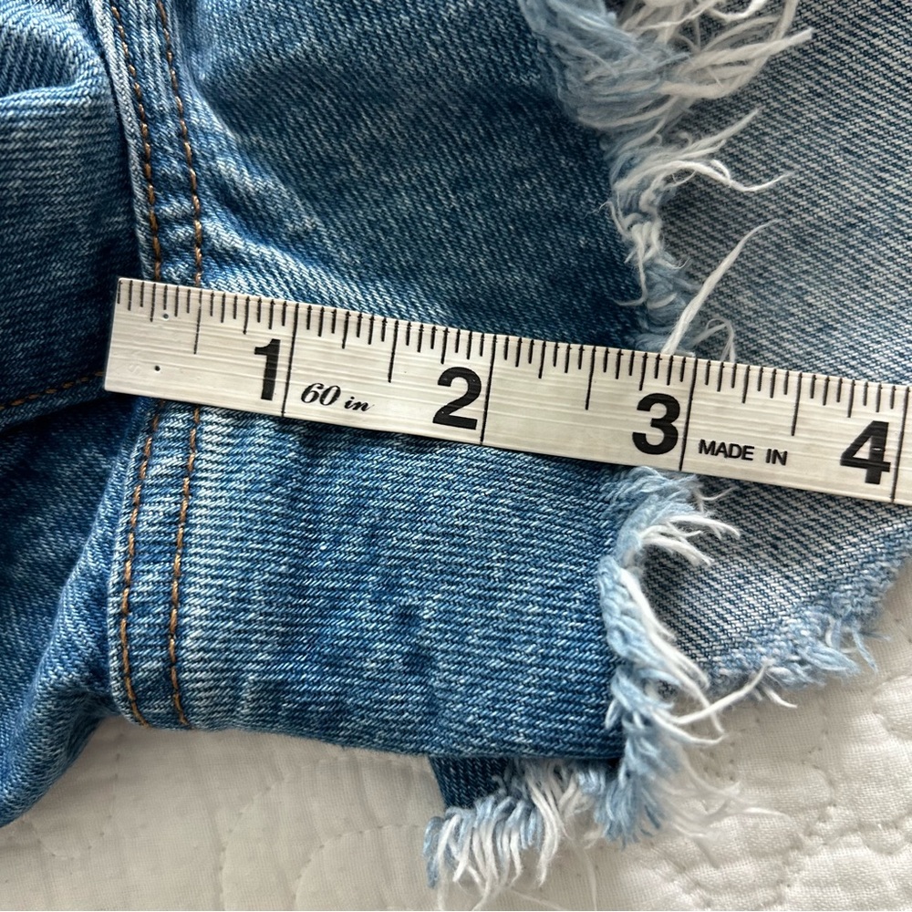 Levis Premium 501 Big E Distressed Button Fly Denim Cut-Off Blue Jean Shorts 27 - Picture 12 of 12